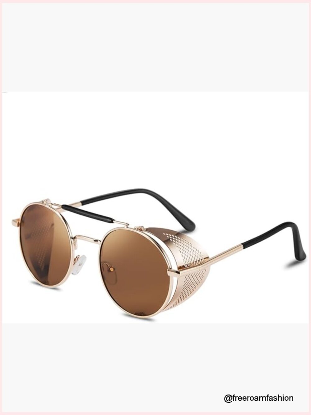 Steampunk Vintage Round Sunglasses - Side Shield Retro Shades